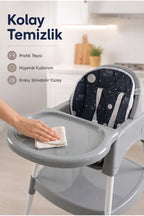 Bebek Mama Oturağı- Çok Fonksiyonlu Bebek Mama Sandalyesi ve Dönüştürülebilir Oyun Masası Seti - Gri wumboo-color-gri