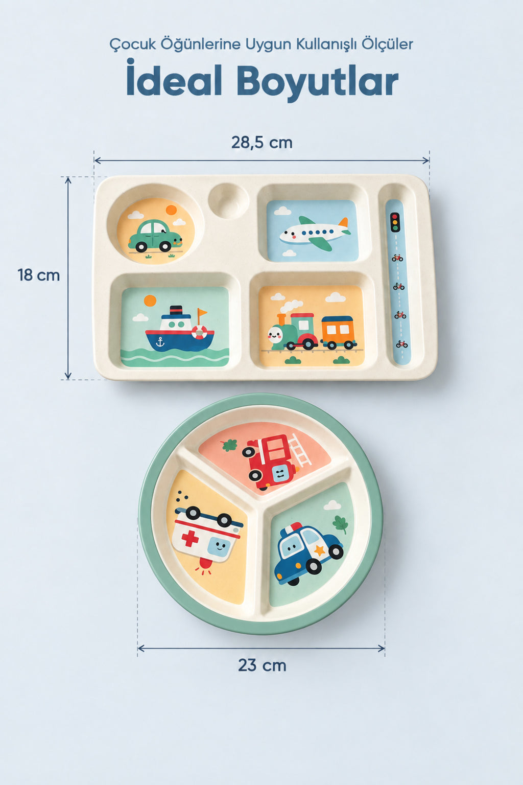 2'li Melamin Çocuk Tabağı - Ekstra Dayanıklı BPA Free Beslenme Seti- Kırılmaz Çocuk Beslenme Tabağı - BSH-161