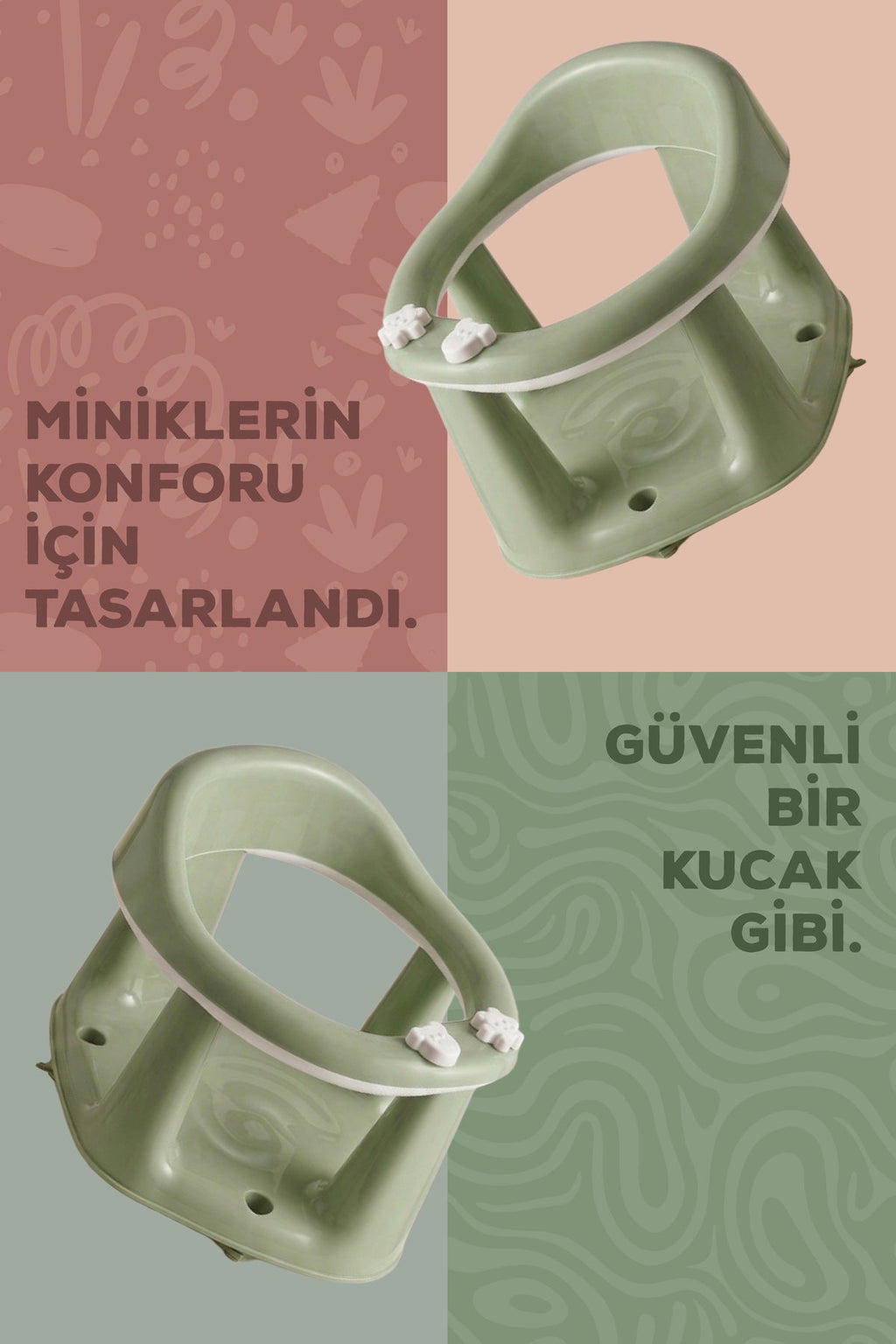 Bebek Banyo Oturağı - Mama Oturağı Vakum Tabanlı Bebek Oturağı Yeşil wumboo-color-yesil
