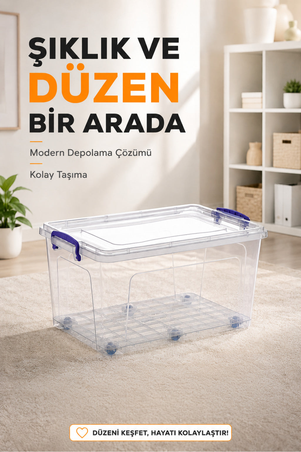 Tekerlekli 42 Lt Oyuncak Saklama Kutusu, Oyuncak Düzenleyici-Çocuk Odası Düzenleyici Organizer