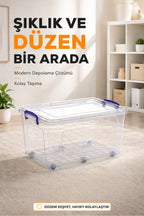 Tekerlekli 42 Lt Oyuncak Saklama Kutusu, Oyuncak Düzenleyici-Çocuk Odası Düzenleyici Organizer wumboo-color-seffaf wumboo-pack-1-adet