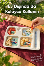 6 Bölmeli Melamin Çocuk Tabağı-Mama Tabağı-Ekstra Dayanıklı BPA Free Beslenme Tabağı- Araba