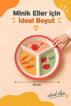 3 Bölmeli Melamin Çocuk Tabağı-Ekstra Dayanıklı BPA Free Beslenme Tabağ-Eğitici Sayılar Çocuk Tabağı