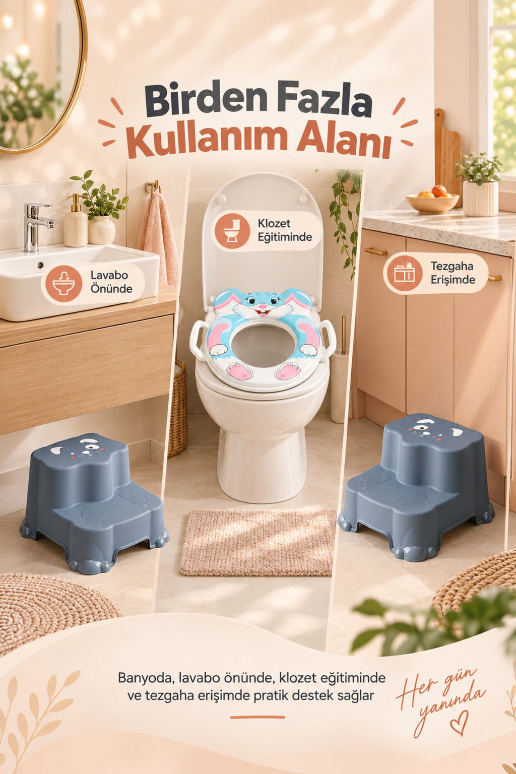 Çocuk Tuvalet Alıştırma Seti Süngerli Adaptör ve Basamak wumboo-color-mavi