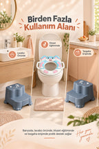 Çocuk Tuvalet Alıştırma Seti Süngerli Adaptör ve Basamak wumboo-color-mavi