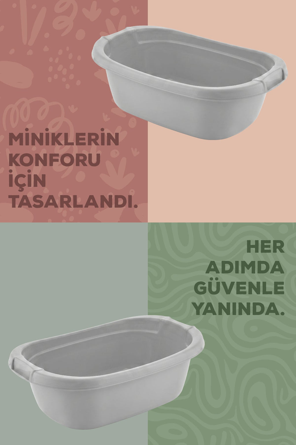 Bebek Banyo Küveti - Bebek Yıkama Küveti, Yenidoğan Yıkama Küveti 40 Lt - Gri wumboo-color-gri
