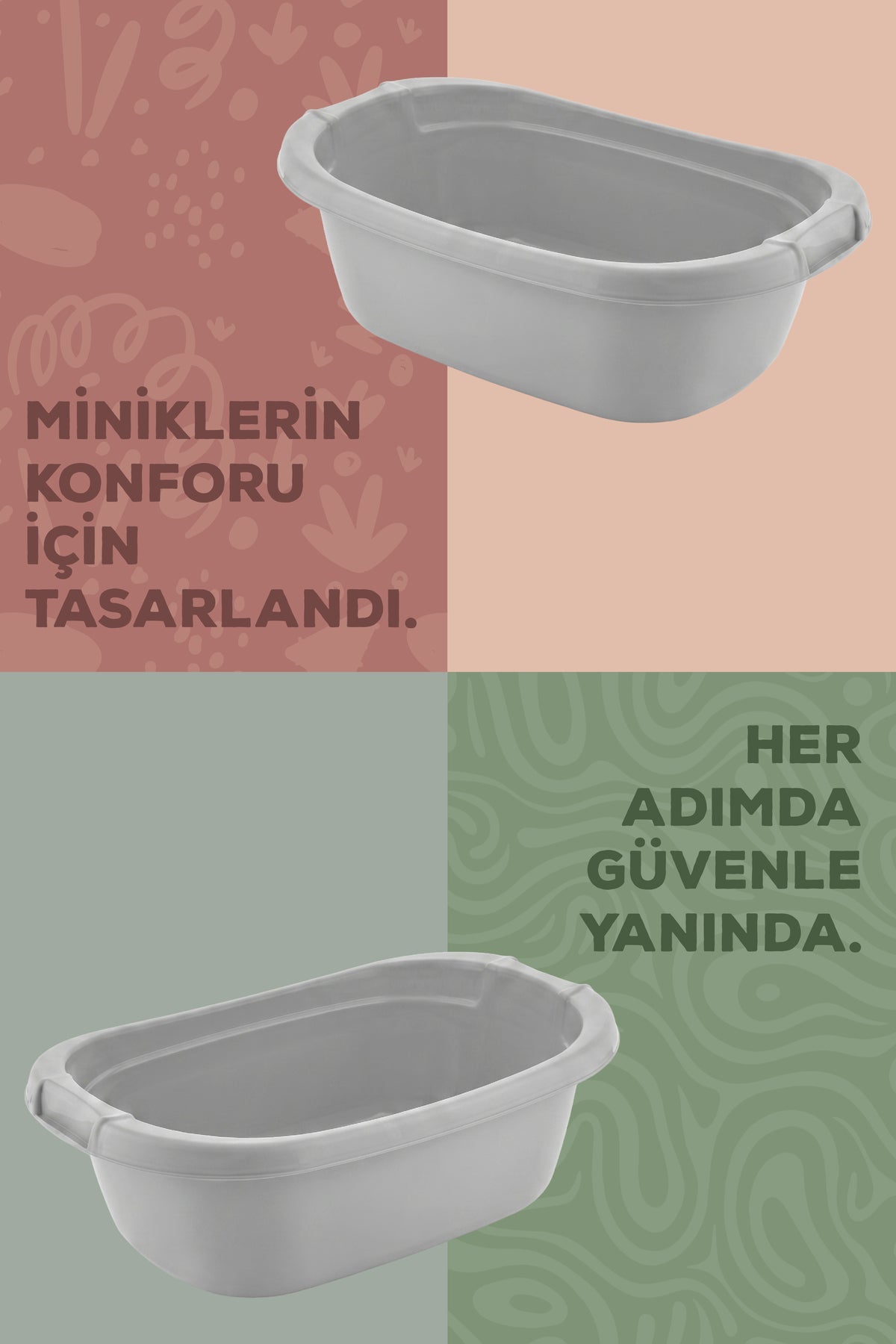 Bebek Banyo Küveti - Bebek Yıkama Küveti, Yenidoğan Yıkama Küveti 40 Lt - Gri wumboo-color-gri