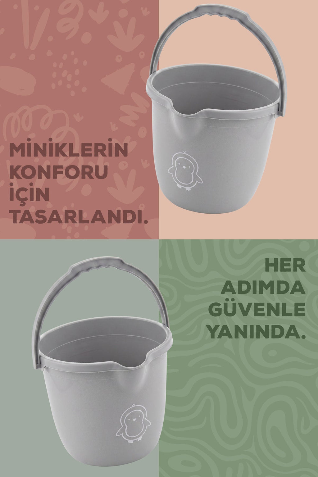 Bebek Banyo Kovası - Çok Amaçlı Bebek Banyo Kovası 13 Lt - Gri wumboo-color-gri