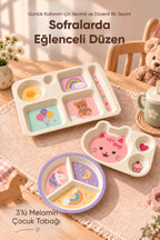 3'lü Melamin Çocuk Tabağı - Ekstra Dayanıklı BPA Free Beslenme Seti- Kırılmaz Çocuk Beslenme Tabağı - BSH-157