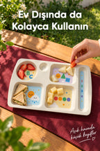 6 Bölmeli Melamin Çocuk Tabağı-Ekstra Dayanıklı BPA Free Beslenme Tabağı-Eğitici Çocuk Tabağı