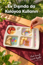 6 Bölmeli Melamin Çocuk Tabağı-Mama Tabağı-Ekstra Dayanıklı BPA Free Beslenme Tabağı- Güneş