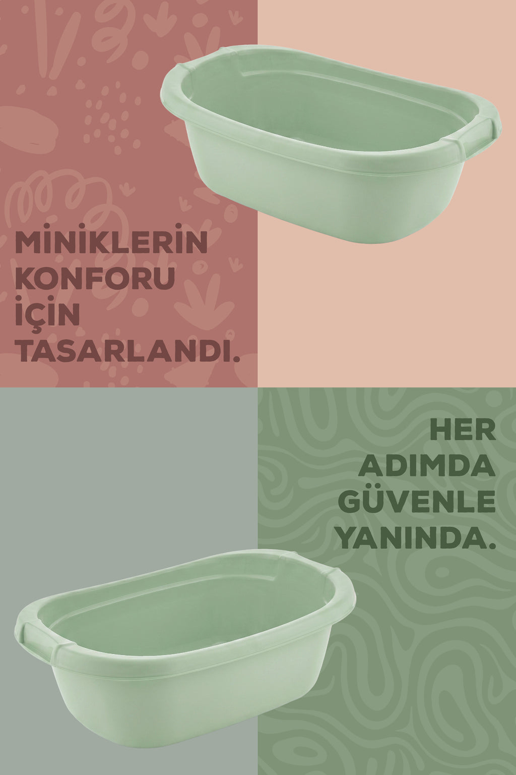 Bebek Banyo Küveti - Bebek Yıkama Küveti, Yenidoğan Yıkama Küveti 40 Lt - Yeşil