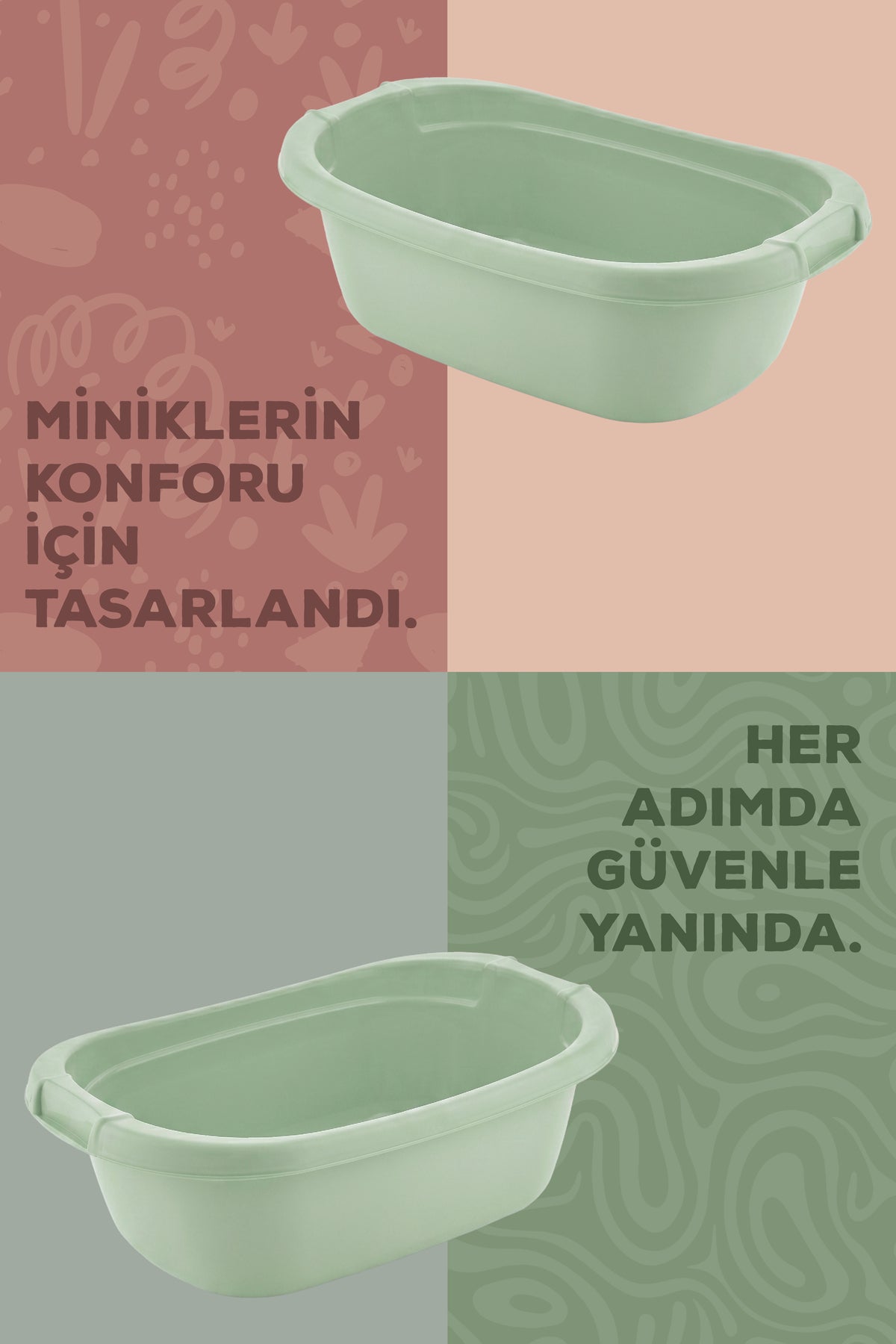 Bebek Banyo Küveti - Bebek Yıkama Küveti, Yenidoğan Yıkama Küveti 40 Lt - Yeşil