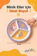 3 Bölmeli Melamin Çocuk Tabağı-Mama Tabağı-Ekstra Dayanıklı BPA Free Beslenme Tabağı- Unicorn