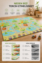 Katlanabilir Oyun Halısı ,Oyun Matı - Tek Taraflı Katlanır Mat, Oyun Matı 200x130 cm-Yeşil Yol