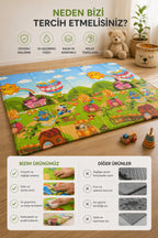 Katlanabilir Oyun Halısı ,Oyun Matı - Tek Taraflı Katlanır Mat, Oyun Matı 200x130 cm-Eğlence Parkı