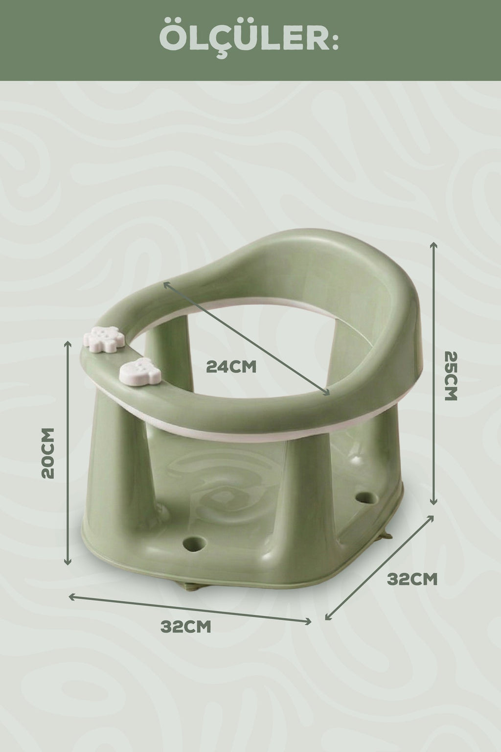 Bebek Banyo Oturağı - Mama Oturağı Vakum Tabanlı Bebek Oturağı Yeşil wumboo-color-yesil