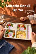 6 Bölmeli Melamin Çocuk Tabağı-Mama Tabağı-Ekstra Dayanıklı BPA Free Beslenme Tabağı- Unicorn