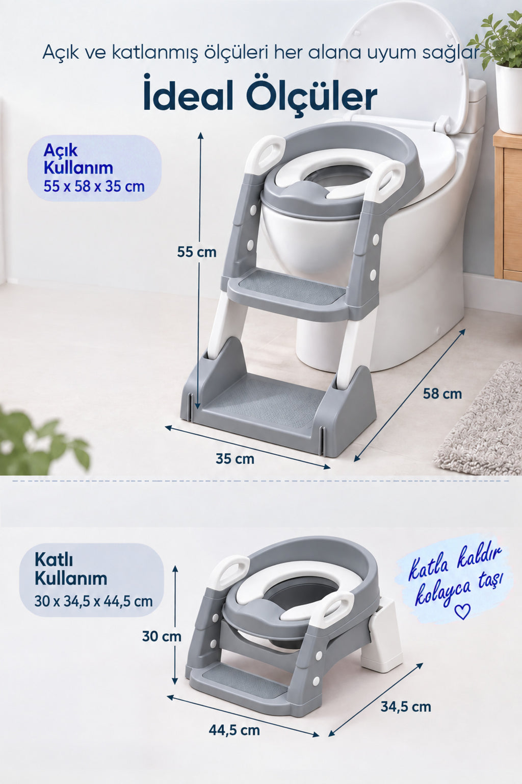 Kendinden Basamaklı Katlanır Lazımlık ve Klozet Adaptörü wumboo-color-gri